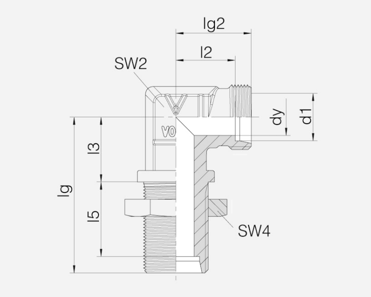 弯头型穿板式管接头