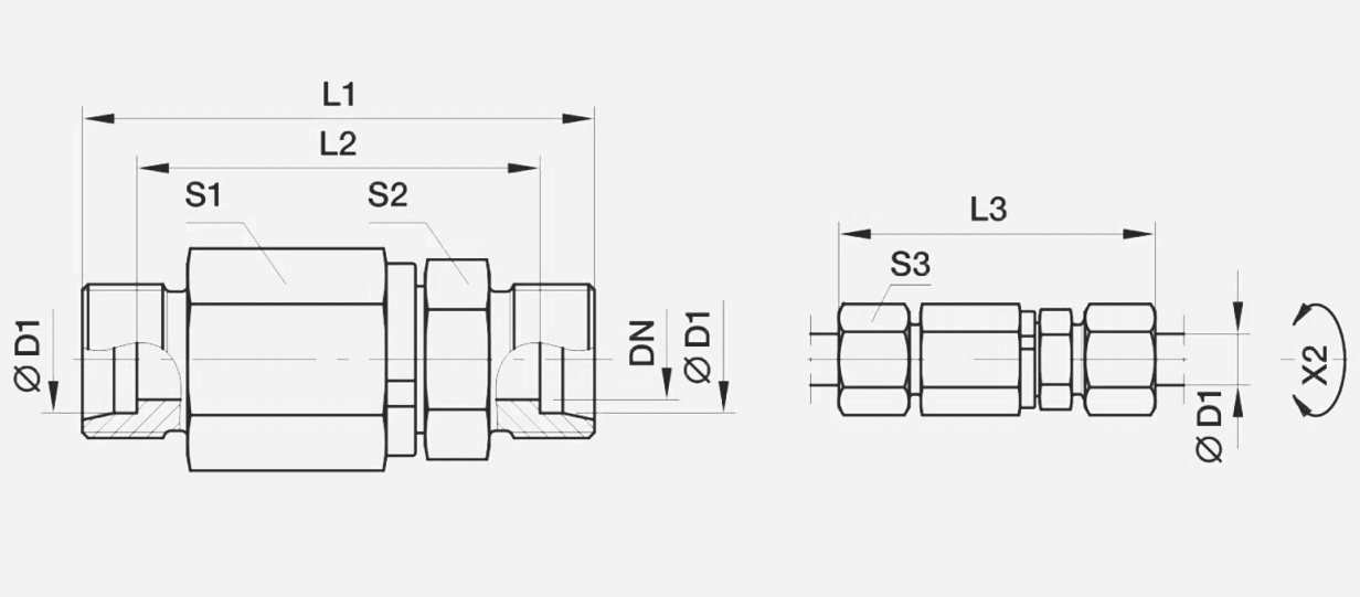 Y-DG102-R端直通滚珠轴承旋转接头-英制螺纹ED密封