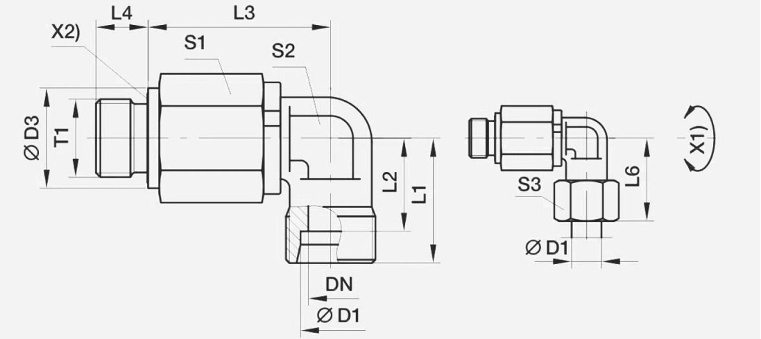 Y-DG104-R弯通滚珠轴承旋转接头