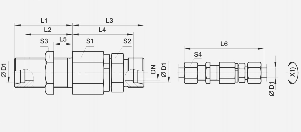 Y-DG 107直通隔板式滚珠轴承旋转接头