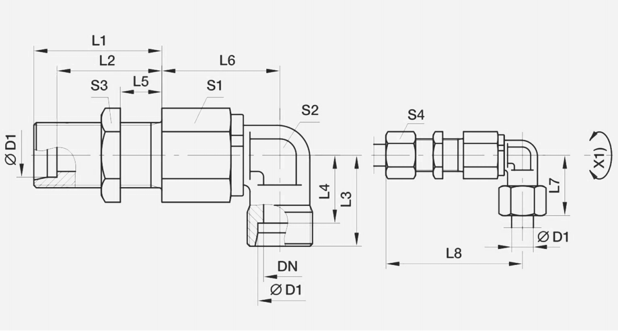 Y-DG 108弯通隔板式滚珠轴承旋转接头