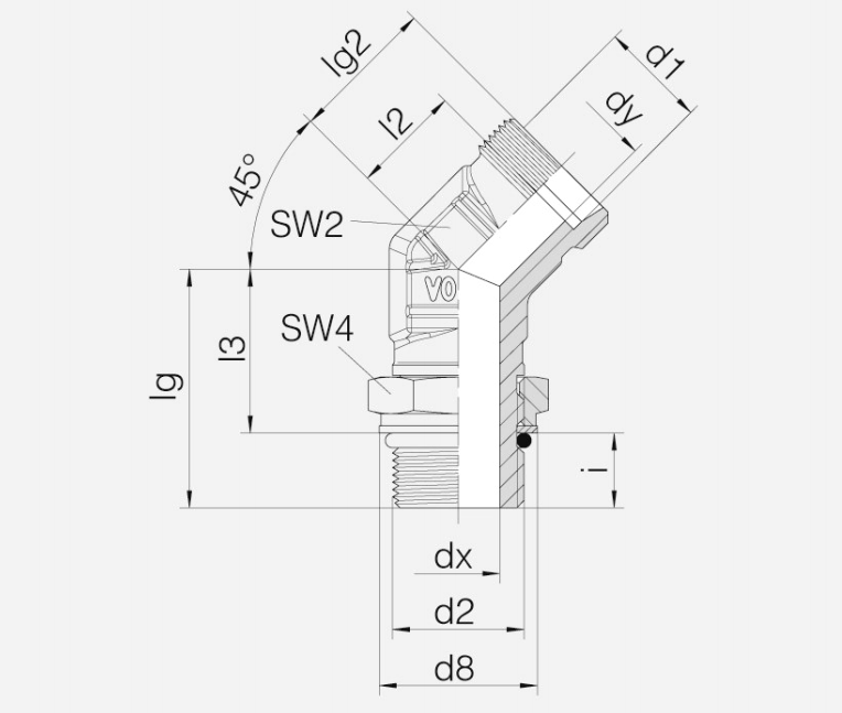 45°可调向管接头